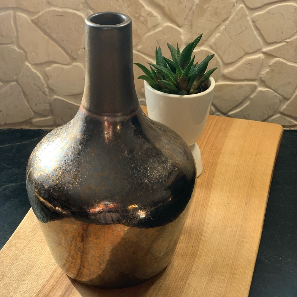 METALLIC CERAMIC VASE | Copper/Bronze | Handmade